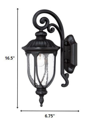 Matte Black Cast Aluminum Glass Lantern Wall Sconce HomeRoots