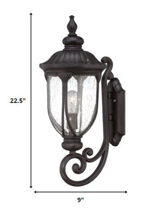 XL Black Cast Aluminum Glass Lantern Wall Light HomeRoots