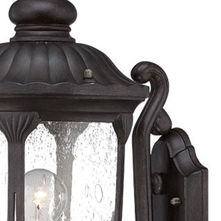 XL Black Cast Aluminum Glass Lantern Wall Light HomeRoots