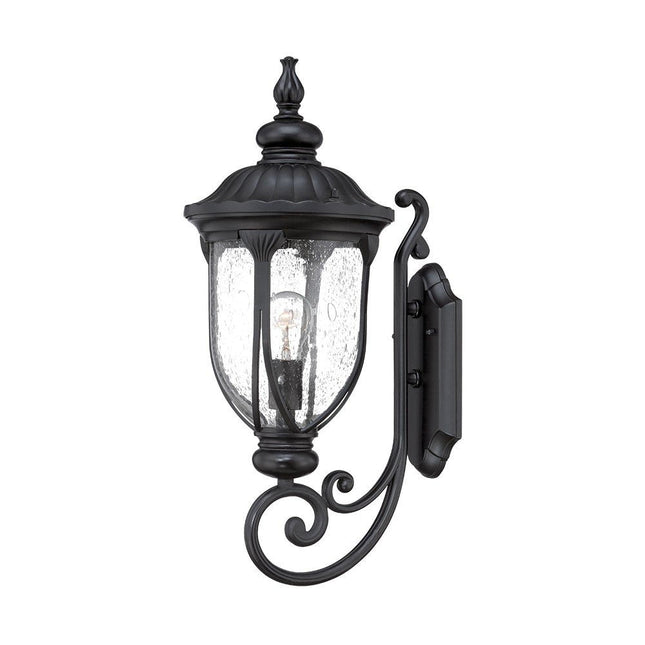 XL Matte Black Cast Aluminum Glass Lantern Wall Light HomeRoots