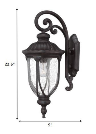 XL Black Cast Aluminum Glass Lantern Wall Sconce HomeRoots