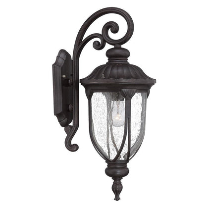XL Black Cast Aluminum Glass Lantern Wall Sconce HomeRoots