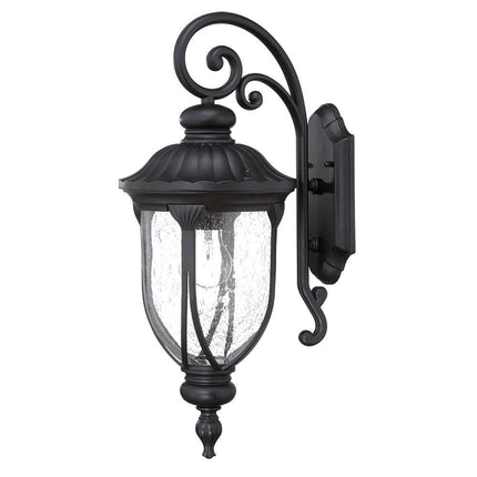 XL Matte Black Cast Aluminum Glass Lantern Wall Sconce HomeRoots