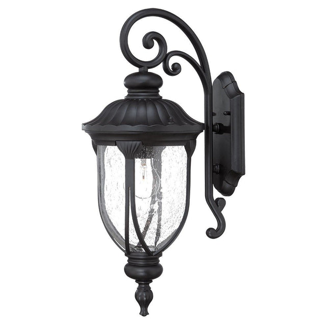 XL Matte Black Cast Aluminum Glass Lantern Wall Sconce HomeRoots