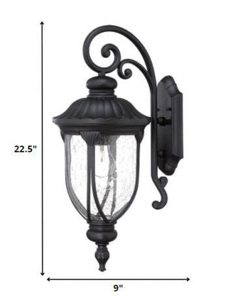 XL Matte Black Cast Aluminum Glass Lantern Wall Sconce HomeRoots