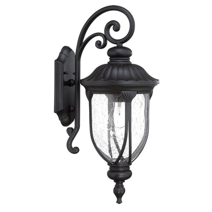 XL Matte Black Cast Aluminum Glass Lantern Wall Sconce HomeRoots