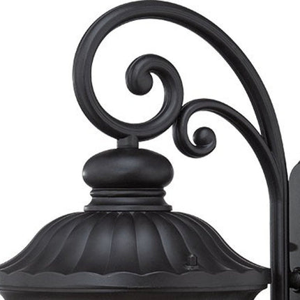 XL Matte Black Cast Aluminum Glass Lantern Wall Sconce HomeRoots