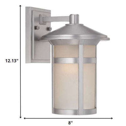 Brushed Silver Round White Glass Wall Light HomeRoots