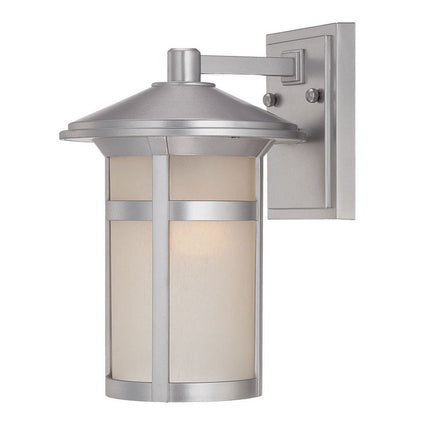 Brushed Silver Round White Glass Wall Light HomeRoots