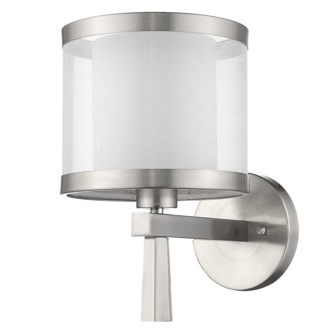 Silver Wall Light with White Sheer Fabric Shade HomeRoots