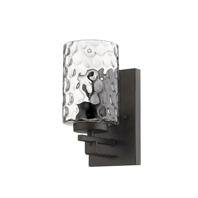 Bronze Metal and Pebbled Glass Wall Sconce HomeRoots