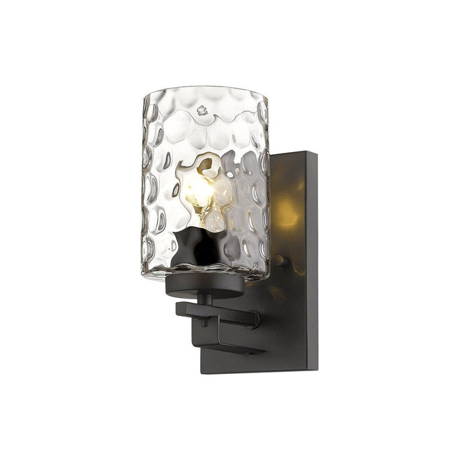 Bronze Metal and Pebbled Glass Wall Sconce HomeRoots