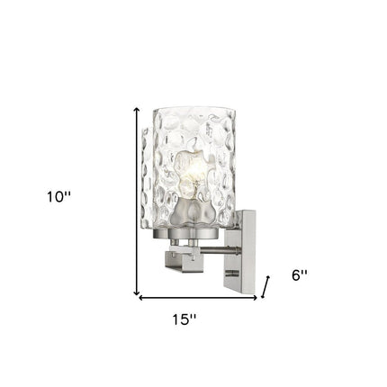 10" Silver And Clear Metal Vanity Flush Mounted Sconce HomeRoots