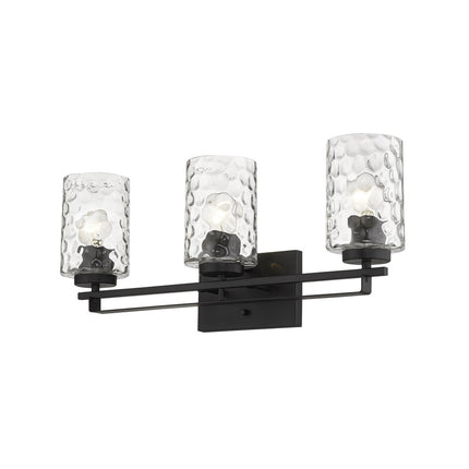 10" Black And Clear Metal and Glass Vanity Flush Mounted Sconce