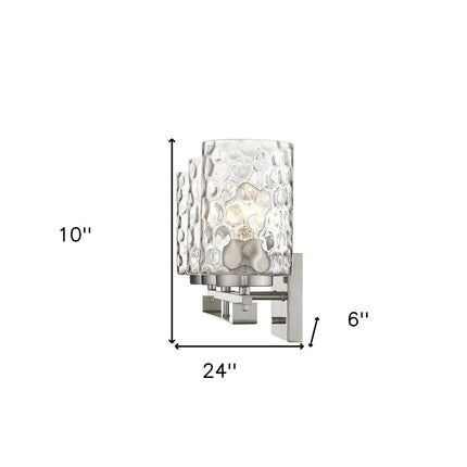 10" Silver And Clear Metal and Glass Vanity Flush Mounted Sconce