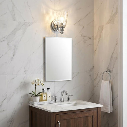 Silver Metal and Pebbled Glass Wall Light HomeRoots