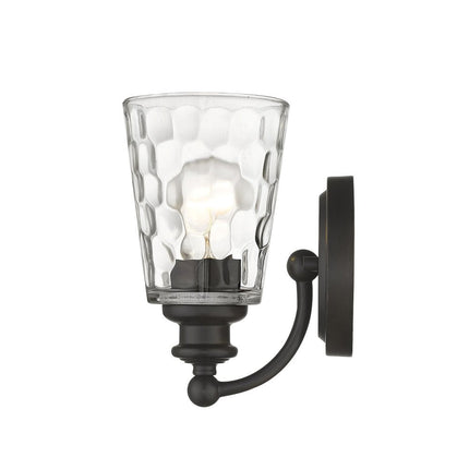 Bronze Metal and Pebbled Glass Wall Light HomeRoots