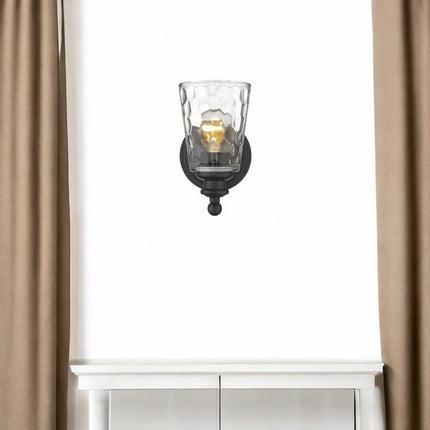 Bronze Metal and Pebbled Glass Wall Light HomeRoots