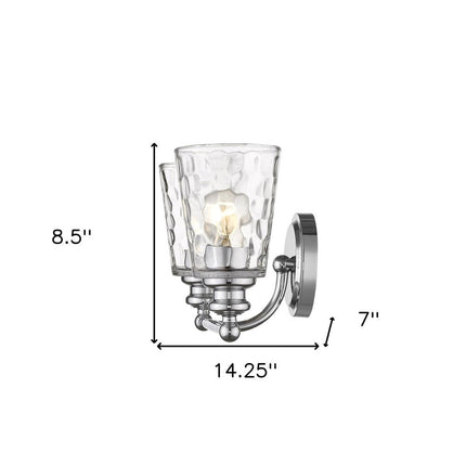 9" Silver And Clear Metal and Glass Vanity Flush Mounted Sconce HomeRoots