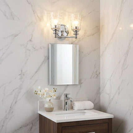 9" Silver And Clear Metal and Glass Vanity Flush Mounted Sconce HomeRoots