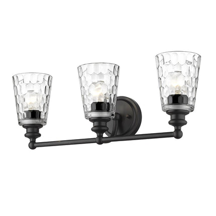 9" Black And Clear Metal and Glass Vanity Flush Mounted Sconce