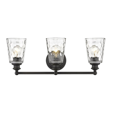 9" Black And Clear Metal and Glass Vanity Flush Mounted Sconce
