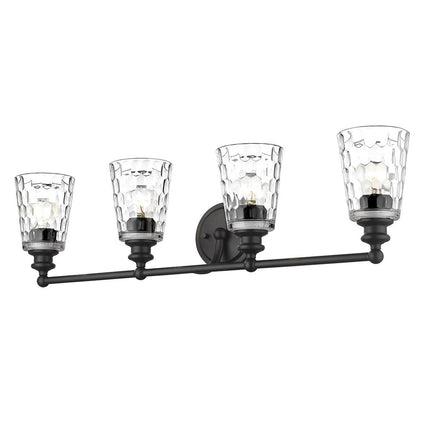 9" Black And Clear Metal and Glass Vanity Flush Mounted Sconce HomeRoots