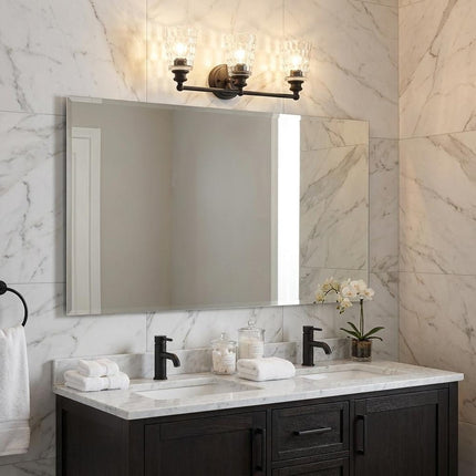 9" Black And Clear Metal and Glass Vanity Flush Mounted Sconce HomeRoots