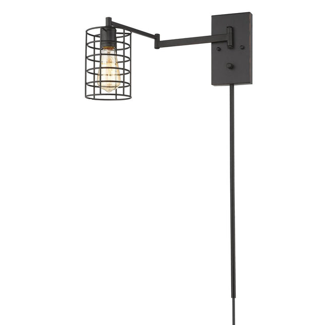 Industrial Bronze Metal Wall Sconce HomeRoots