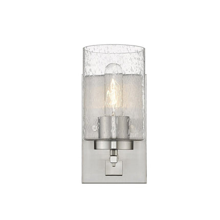 Silver Metal and Textured Glass Wall Sconce HomeRoots