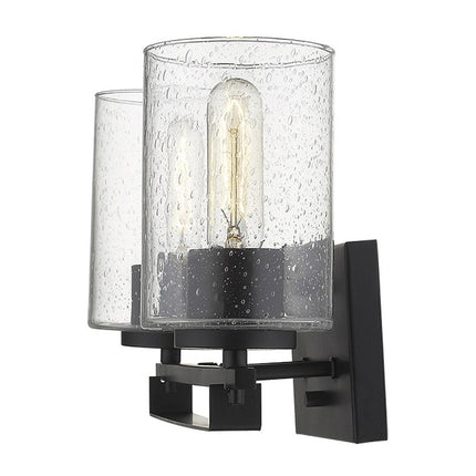 10" Black And Clear Metal Vanity Flush Mounted Sconce HomeRoots