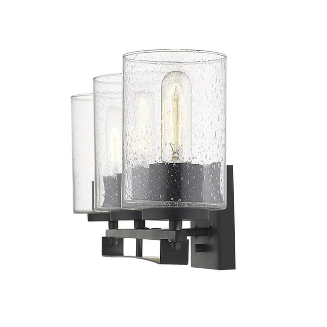10" Black And Clear Metal Vanity Flush Mounted Sconce HomeRoots