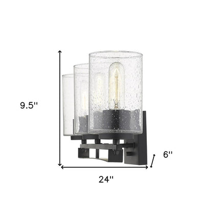 10" Black And Clear Metal Vanity Flush Mounted Sconce HomeRoots