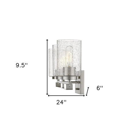 10" Clear And Silver Metal Vanity Flush Mounted Sconce HomeRoots