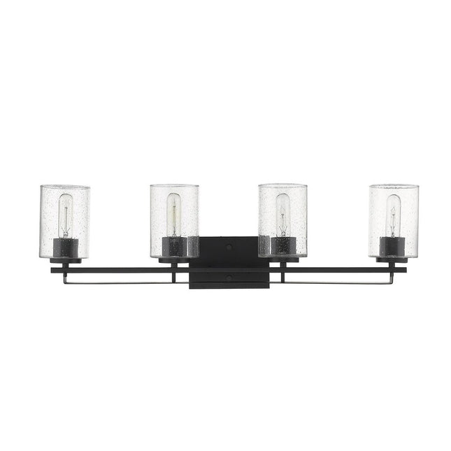 10" Black And Clear Metal Vanity Flush Mounted Sconce HomeRoots