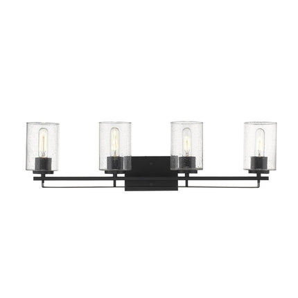10" Black And Clear Metal Vanity Flush Mounted Sconce