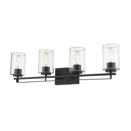 10" Black And Clear Metal Vanity Flush Mounted Sconce HomeRoots