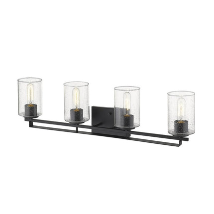 10" Black And Clear Metal Vanity Flush Mounted Sconce