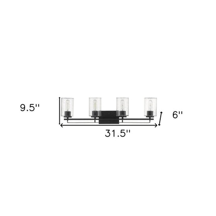 10" Black And Clear Metal Vanity Flush Mounted Sconce HomeRoots