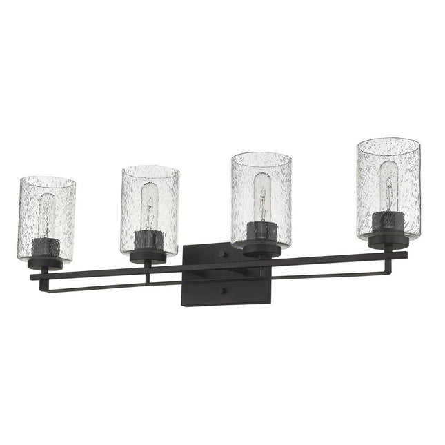10" Black And Clear Metal and Glass Vanity Flush Mounted Sconce HomeRoots