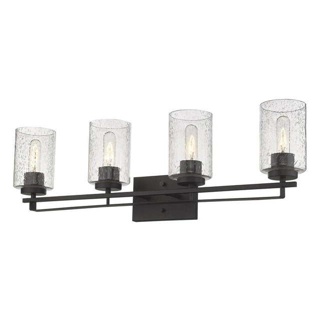 10" Black And Clear Metal and Glass Vanity Flush Mounted Sconce HomeRoots