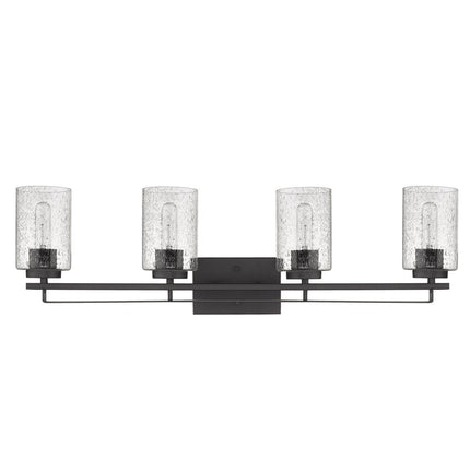 10" Black And Clear Metal and Glass Vanity Flush Mounted Sconce HomeRoots