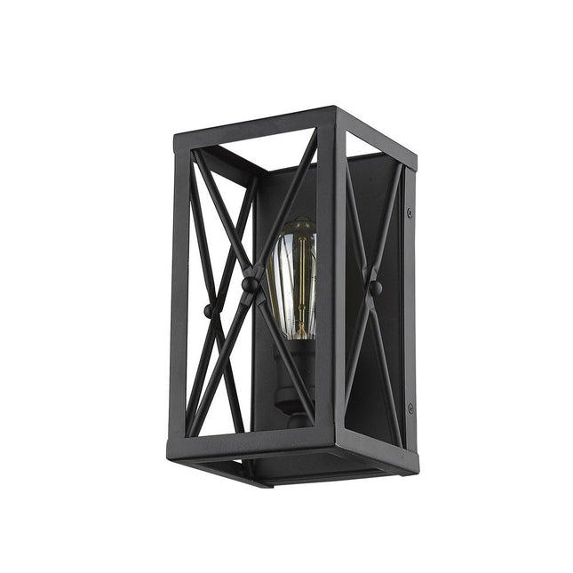 Matte Black Metal Geometric Wall Light HomeRoots