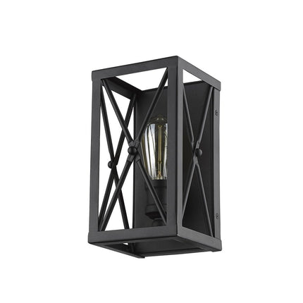 Matte Black Metal Geometric Wall Light HomeRoots