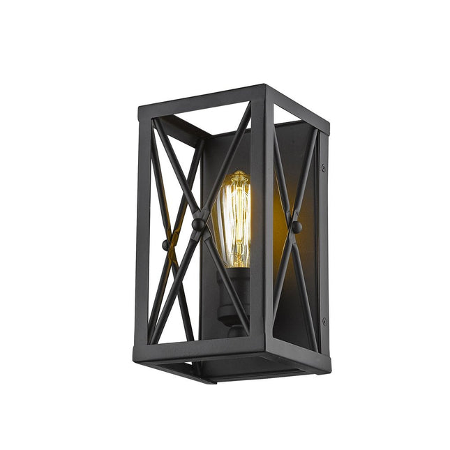 Matte Black Metal Geometric Wall Light HomeRoots