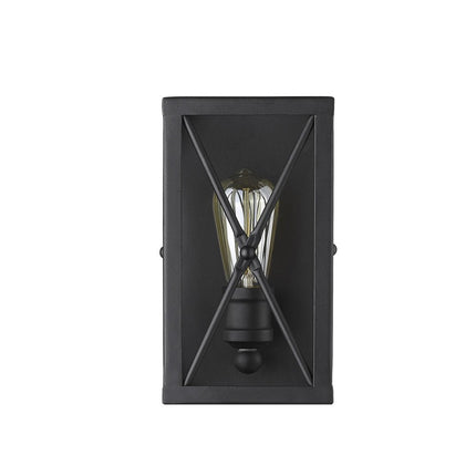 Matte Black Metal Geometric Wall Light HomeRoots
