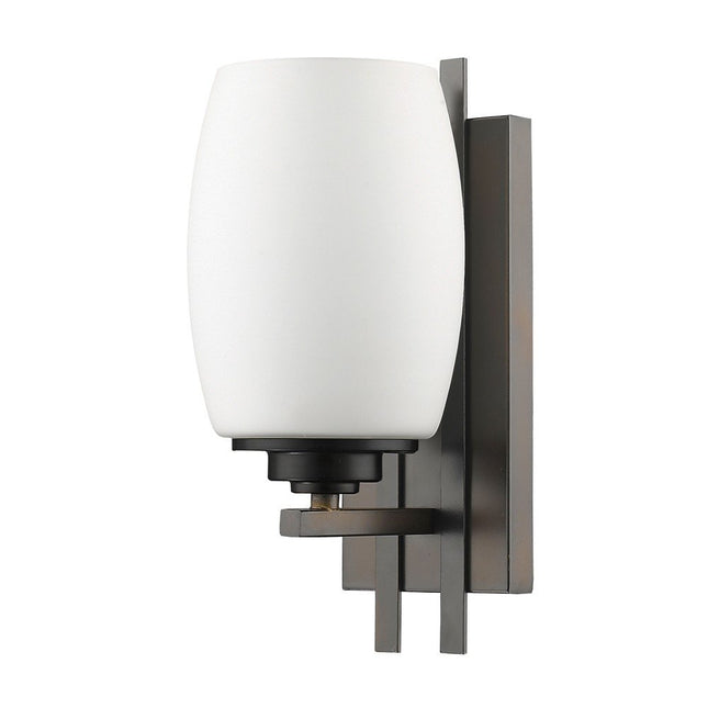 Geometric Bronze Wall Sconce with Frosted Glass Shade HomeRoots