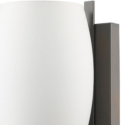 Geometric Bronze Wall Sconce with Frosted Glass Shade HomeRoots