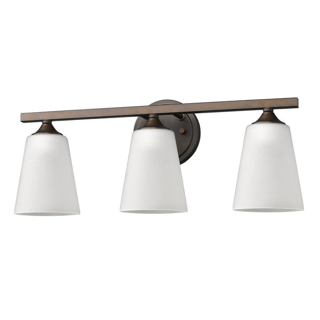 Three Light Bronze Metal Vanity Wall Light HomeRoots