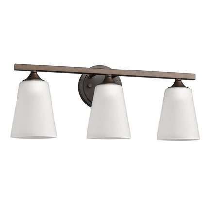 Three Light Bronze Metal Vanity Wall Light HomeRoots